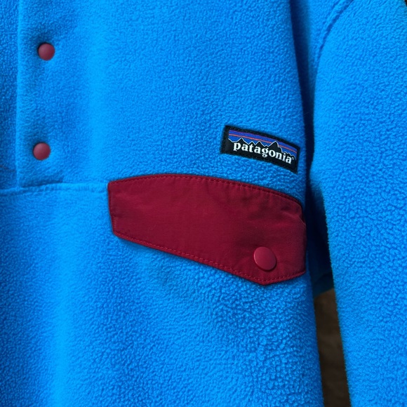 Patagonia Synchilla Blue Red Fleece Snap-T Pullover L - Picture 4 of 7